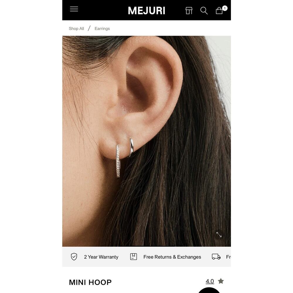 Mejuri Mini Hoops – 14K White Gold – 10mm – Discontinued - Picture 5 of 6
